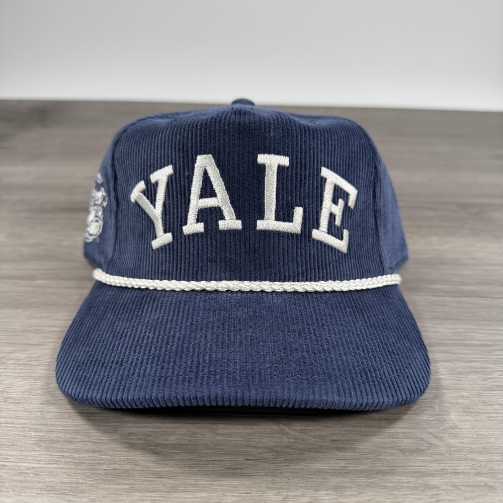Yale Bulldogs Corduroy Hat Cap Strap Back Mens One Size Navy Blue NCAA Rope